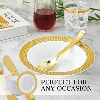 Exquisite Gold Disposable Plastic Bowls - 50-Count - 12 Oz - Party, Wedding  & Dinner