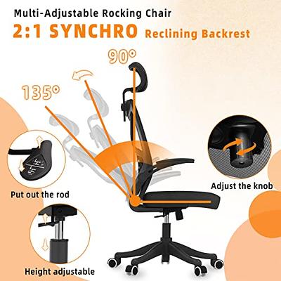 FAMSINGO Ergonomic Mesh Office Chair, High Back Comfortable Desk Chair with  Adjustable Lumbar Support, Headrest and Flip-up arms, Wide Memory Foam