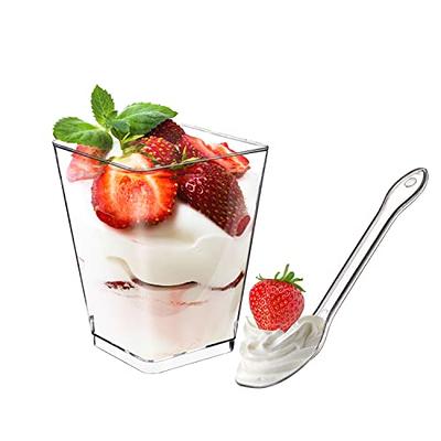 YRYOUYU 100 Set Dessert Cups, 5 oz Parfait Cups with Lids, Appetizer Cups for Party,3 oz Mini Dessert Cups with Spoons, Shooter Cups for Pudding