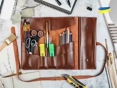 Leather Roll, Artist Roll, Leather Pencil Roll, Leather Pencil Case,  Leather Tool Roll Case, Paint Brush Holder, Craft Tool Roll,pencil Wrap 