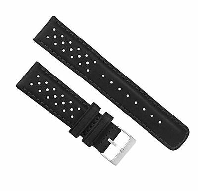20mm Black/Black Barton Quick Release Top Grain Leather Watch Band Strap