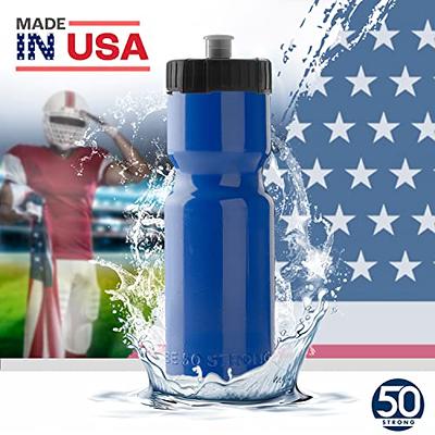 White Water Bottles with Push Cap 20 oz. Set of 10, Bulk Pack - Reusable,  Squeezable Bottles - White Blue 