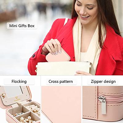 CASEGRACE Travel Jewelry Case, Small Jewelry Box Portable Jewelry Travel  Organizer Display Storage Case for Rings Earring Necklace Bracelet, Gift  for