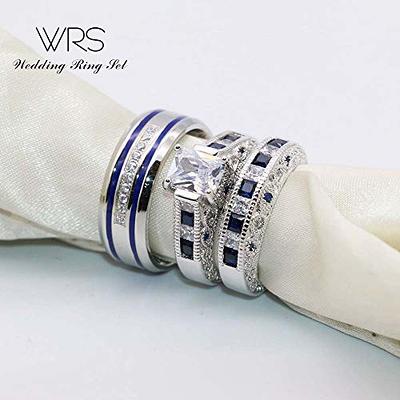 wedding ring set Two Rings His Hers Couples Matching Rings Women's 2pc  White Gold Filled CZ Wedding Engagement Ring Bridal Sets Men's Stainless  Steel Wedding Band - Yahoo Shopping