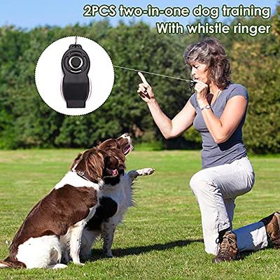 2pcs Dog Training Clickers 2 in 1 Whistle and Clicker Pet Training Tools  with Wrist Strap Key Ring for Dogs Cats Pets 