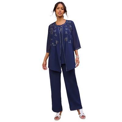 Plus Size Women's Three-Piece Beaded Pant Set by Roaman's in Evening Blue (Size  14 W) - Yahoo Shopping