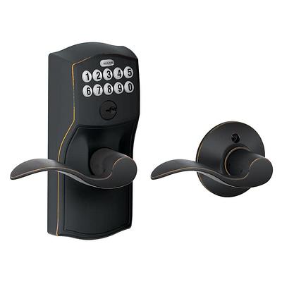 Schlage F40 ACC 716 Accent Door Lever, Bed & Bath Privacy Lock, Aged Bronze  - Door Levers 