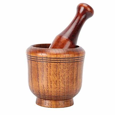 Wooden Mortar & Pestle Set,Rustic Handmade Mortar, Herb Spice Grinder  Masala, Mixer Manual Kharal Mashing Bowl Seasonings, Pill Crusher, Kitchen