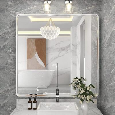 FNEEHY 72 in. W x 36 in. H Large Rectangular Frameless Front & Backlit Dimmable Bathroom Vanity Mirror in Shatterproof Glass, Silver