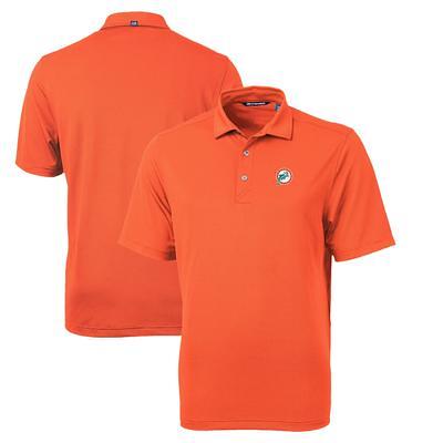 Men's Cutter & Buck Gray Miami Dolphins Throwback Logo Virtue Eco Pique Stripe Recycled Big Tall Polo