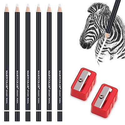 MARTCOLOR Professional Eraser Pencil Set, 6pc Eraser Pencils and