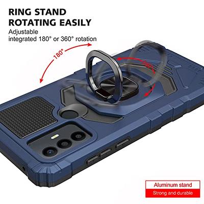 For TCL 30 SE Case Shockproof Ring Stand Phone Cover w/ Tempered Glass  Protector