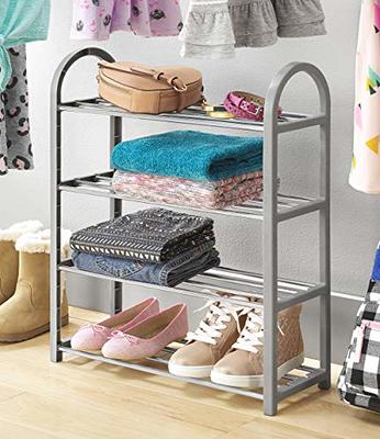 Freestanding Closet Organizer, Garment Rack with 2 Drawers & ShelvesGray