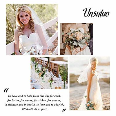 Unsutuo 2 Tiers Bride Wedding Veil Short Fingertip Bridal Tulle Veil with  Comb and Cut Edge (Ivory)