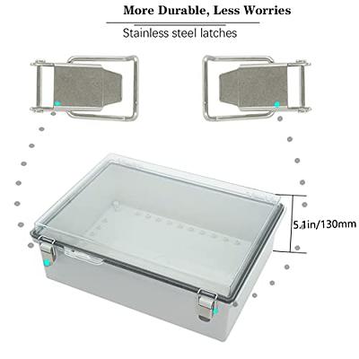 Zulkit Junction Box ABS Plastic Dustproof Waterproof IP67 Electrical Boxes  Hinged Shell Outdoor Universal Project Enclosure Grey Clear Cover