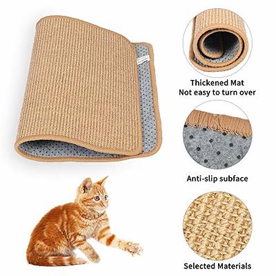 FUKUMARU Cat Scratcher Mat, 23.6 x 15.7 inch Natural Sisal Cat Scratch Mats, Horizontal Cat Floor Scratching Pad Rug, Protect