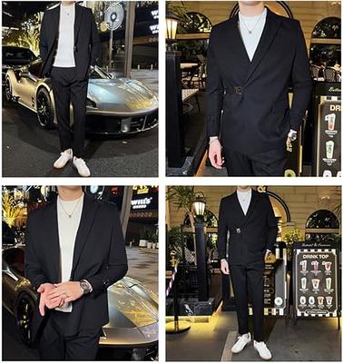 Men's 2 Piece Suit with Metal Clasp Slim Fit Suit Stylish Tuxedo Suit Set