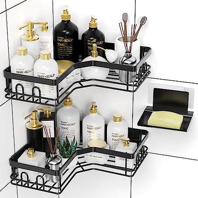 Moforoco Adhesive Corner Shower Caddy, 3 Pack Organizer Shelf with Soap  Holder and 12 Hooks, Shelves Rustproof for Bathroom, Storage Basket  Bathroom