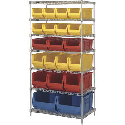 Quantum Storage Systems MSU-533RD Bin Shelving,Solid,42X18,15 Bins,Red G3496249