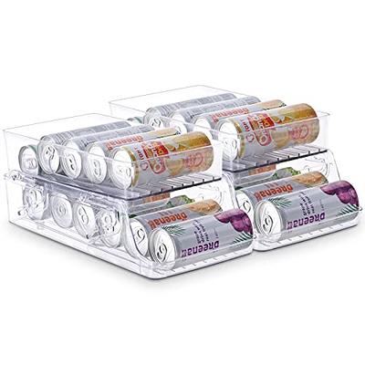 2-Tier Soda Can Organizer for Refrigerator, Automatic Rolling