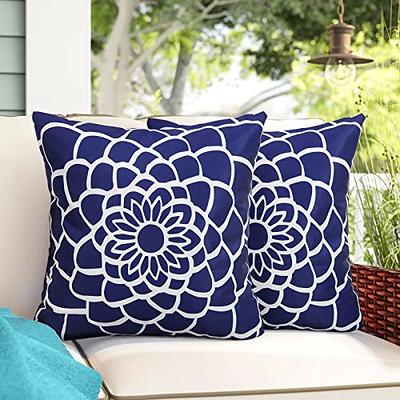 Decorative Square 18 x 18 Inch Throw Pillows Navy & White Moroccan