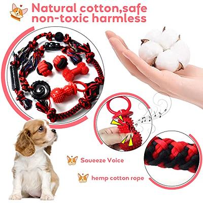 Yipetor Dog Chew Toys for Puppy Teething, Durable 10 Pack Natural Cotton  Rope Rubber Small Dog Toys, Aggressive Interactive Tug of War, Squeaky Toys  for Bored Chewing, Non-Toxic and Safe(Red-10pcs) - Yahoo