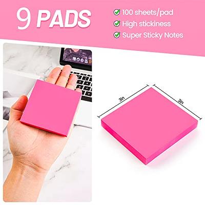 9 Pads Sticky Notes 3x3 in, 9 Bright Colors Post Self Sticky Pad