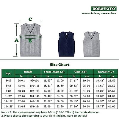 Uniform Vest Size Chart