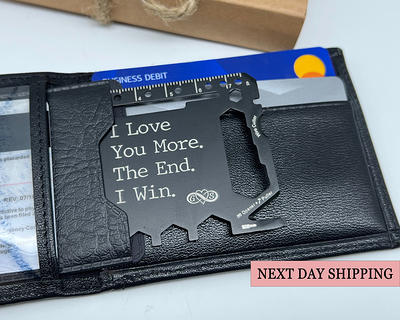 Wallet Knife Gift Set, Gift Set for Men, Boyfriend, Birthday Gift Set,  Personalized Gift Set, Engraved Wallet, Personalized Folding Knives 