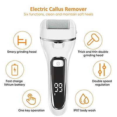 Aoibox 17-Piece Electric Foot Callus Remover with Vacuum Foot Grinder Rechargeable Foot File Dead Skin Pedicure Machine, White