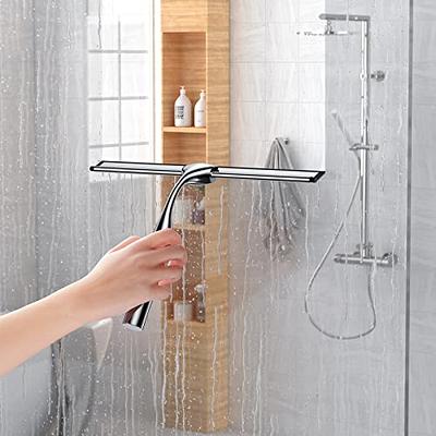 Clerance! Shower Squeegee for Shower Glass Door, All-Purpose Stainless  Steel Shower Squeegee with Hook for Bathroom, Mirrors, Tiles and Car  Windows (Silver, 10-Inch) 