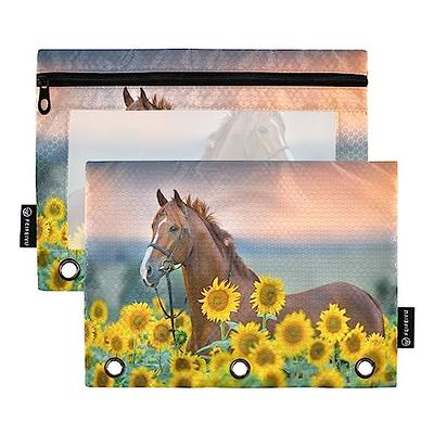 Sloths Flowers Pencil Pouch for 3 Ring Binder Pencil Case with