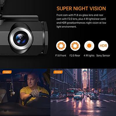 Dual Dash Cam Front and Inside 1080P Dash Camera for Cars IR Night Vision  Car Camera for Taxi Accident Lock Parking Monitor 2 Mounting Options 64GB  SD