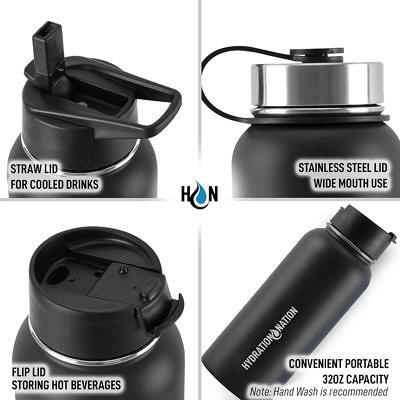 Triple Insulated Stainless Steel Water Bottle with Straw Lid