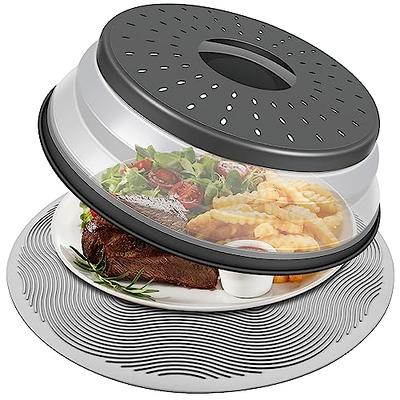 LekDrok Microwave Food Cover with Mat 12 Inch, Mat as Bowl Holder
