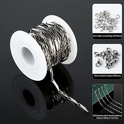 33 Feet Stainless Steel Jewelry Chains for Jewelry Making Silver Chain Roll