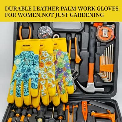 MSUPSAV Thorn Proof&Puncture Resistant Gardening Gloves with Grip,Garden  Gloves for Women, Leather Work Gloves,Gifts