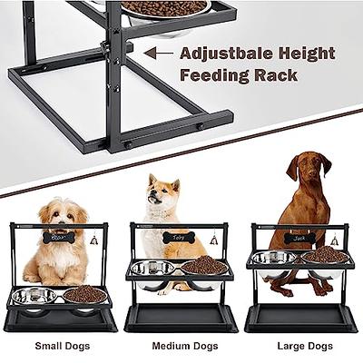 Elevated Dog Bowls,Stainless Steel Raised Dog Bowls, Adjustable to 8  Heights(2.75 up to 20''),for Small, Medium, Large,Extra Large Sized Dogs  with 2