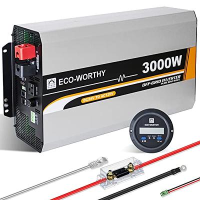 ECO-WORTHY 3000W Pure Sine Wave Solar Power Inverter 24V DC to 120V AC  Converter with Remote Control,1*AC Outlet,1*Hardwire Terminals and 1 * 150A  Fuse,Remote Controller for Home RV Truck Off-Grid… - Yahoo