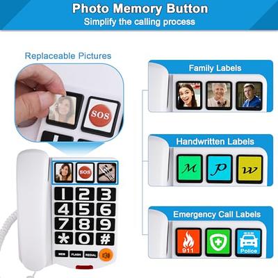 SMPL Hands-Free Dial Corded Phone with Photo Memory, One-Touch Dialing,  Large Buttons, Flashing Alerts - for Seniors, Hearing Impaired