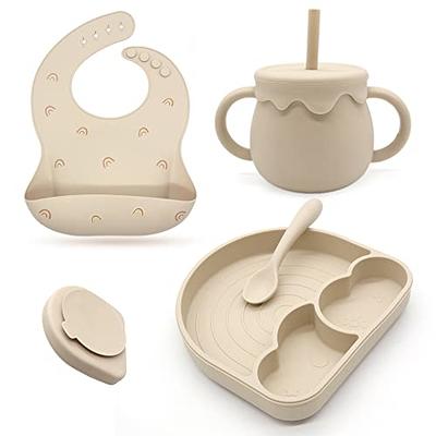  Silicone Suction Baby Plate with Spoon and Fork Dinosaur Baby  Plate Set Baby Self Feed Utensils Baby Spoon Baby Fork Suction Plate : Baby