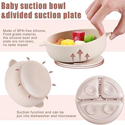 16 Pack Baby Feeding Supplies Set Silicone Baby Led Weaning Suction Plates  and Bowls Silicone Bibs Anti Slip Placemat Baby Spoons Forks Snack Cups Toddler  Eating Utensil Set (Beige Orange)