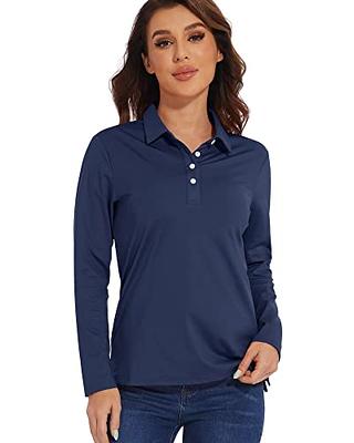 KEFITEVD Women's Golf Polo Shirt Long Sleeve UPF 50+ Sun