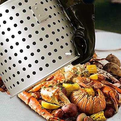 Seafood Boil Pot and Burner Kit, Aluminum Stock Pot with Strainer - 100 qt