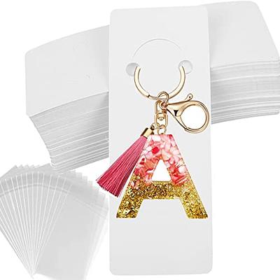 ZYNERY 100 PCS Keychain Display Cards with Self-Sealing Bags, 3 x 4.7 Inch  Keychain Holder, Keychain Packaging Supplies for Displaying Keychains