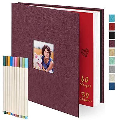 Photo Album Self Adhesive Pages for 4x6 5x7 8x10 Pictures Scrapbook Magnetic  Photo Albums with Sticky Pages Books with A Metallic Pen for Baby Wedding  Family 11x10.6 Grey 40 Pages A Grey
