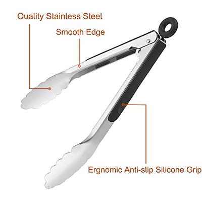 DAILY KISN 7+9+12 Stainless Steel Cooking Tongs with Silicone Tips