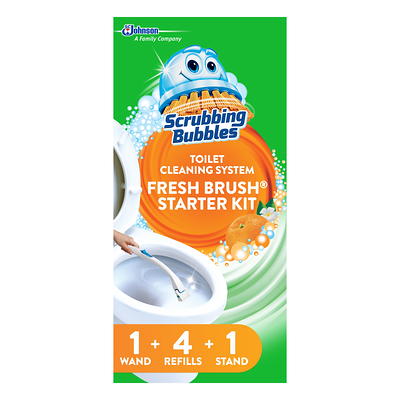 Scrubbing Bubbles Fresh Brush Starter 1 Pack + Fresh Brush Refills Citrus 1  Pack + Fresh Gel Toilet Cleaning Stamp Citrus 1 Pack