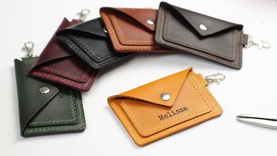 Leather Coin Pouch Personalized Coin Pouch Leather Keychain 