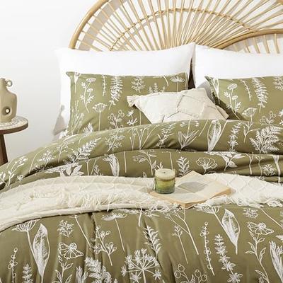  JANZAA Queen Comforter Set Sage Green Comforter,3 PCS